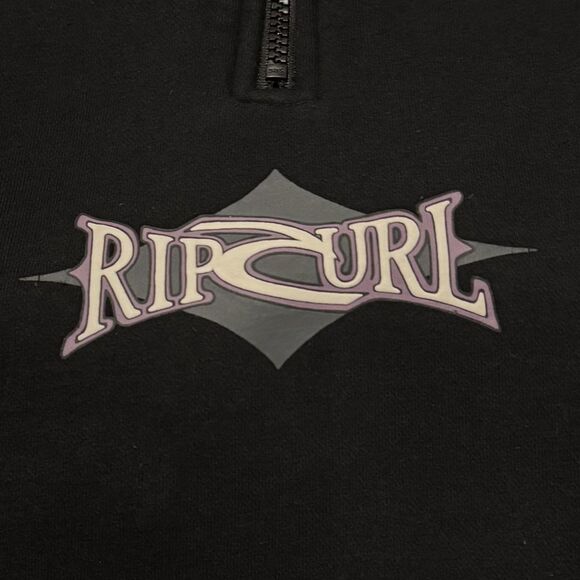 Rip Curl Sweater Mens S Black Quarter Zip Fleece Surf Pullover Logo Sweatshirt - Picture 3 of 8